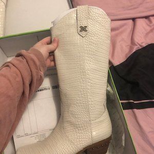 Sam Edelman Oakland Western Boot 7.5 Ivory Croc Le